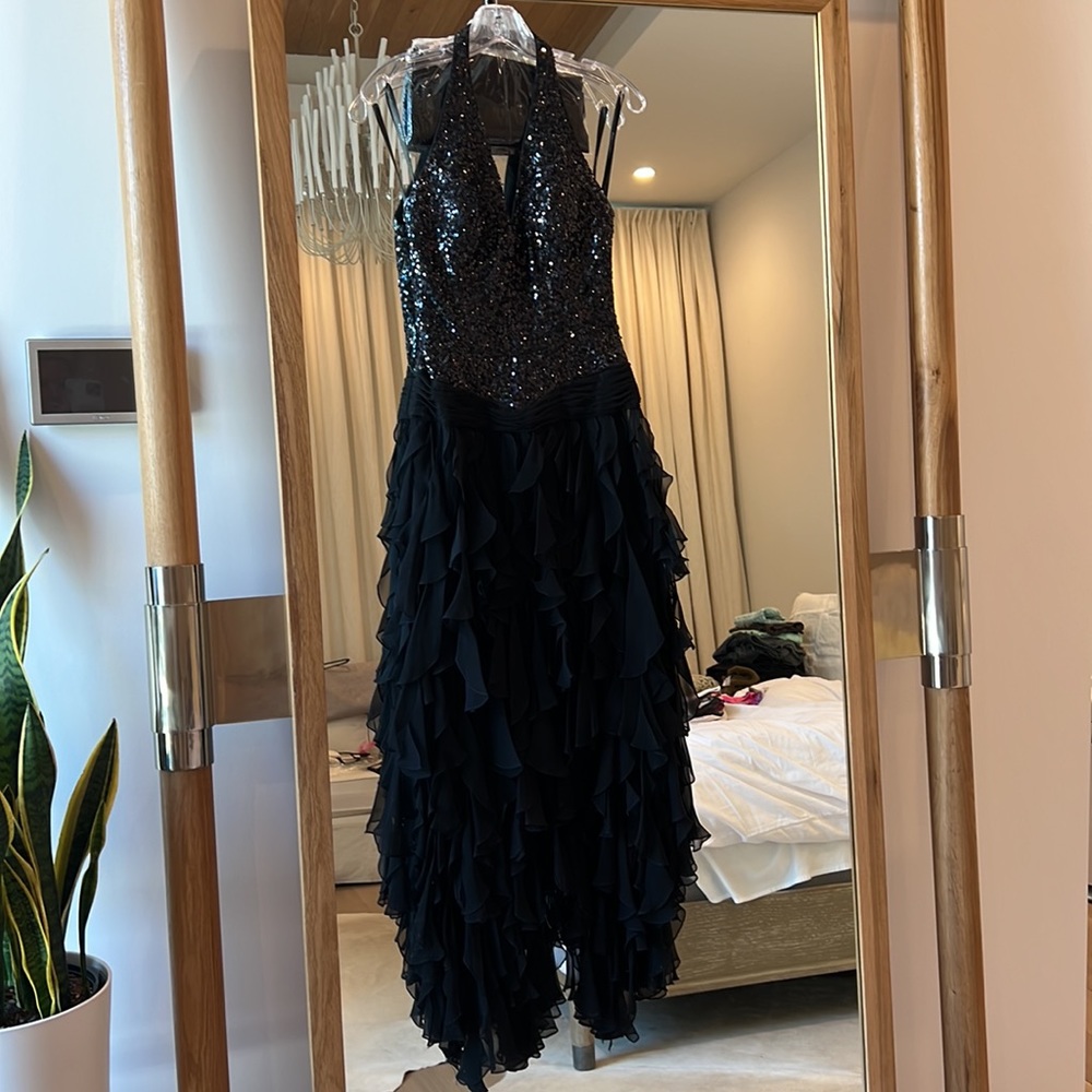 Jovani Black Sequin Halter Dress